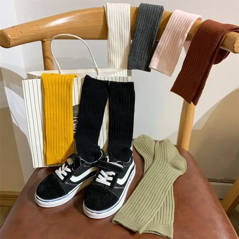 Color: Blue, Size: 7-9T - Baby Long Socks Over The Knee Little Girls Solid Cotton Socks Spring Autumn Long Crew Socks