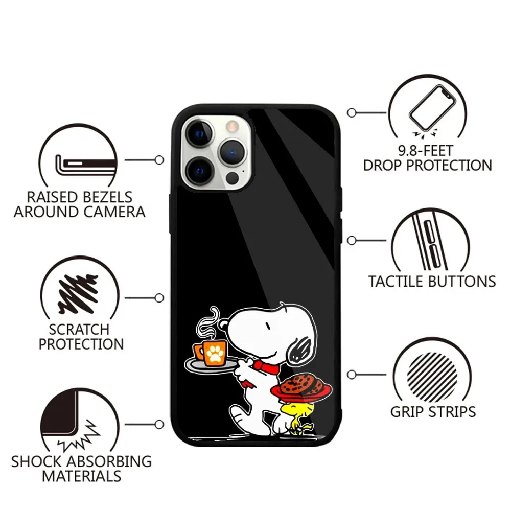 Color: Brown, Material: POLYESTER - Anime Cartoon-S-Snoopy-s Phone Case For iPhone 16,15,14,13,12,11,Plus,Pro,Max,Mini Magsafe Magnetic Wireless Charging