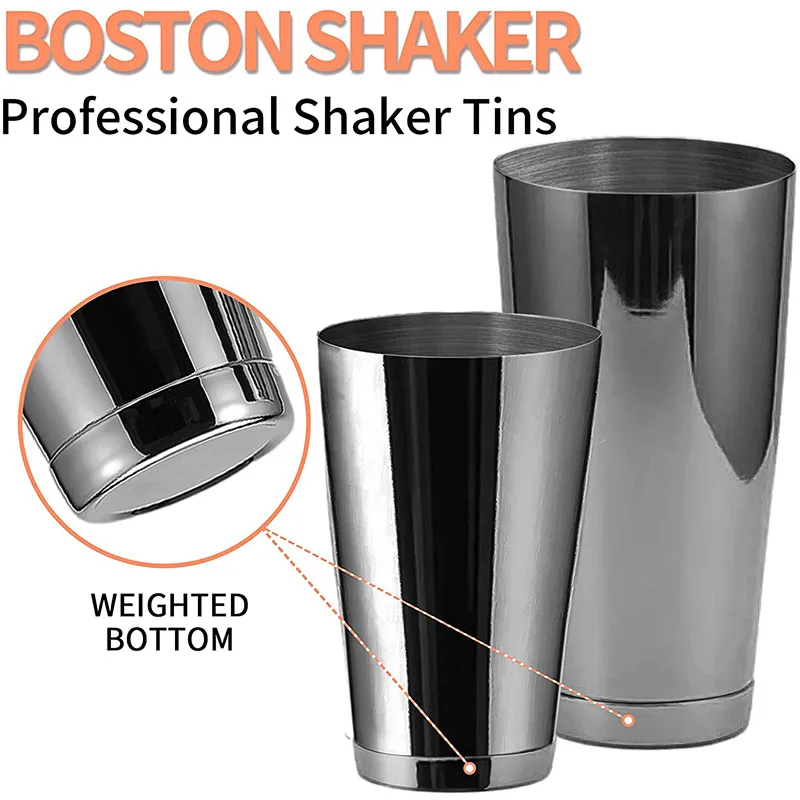 Color: Blue - Stainless Steel Boston Shaker Bar Shaker with different Surface Finish -2 Piece Cocktail Shaker, 15-Ounce and 25-Ounce