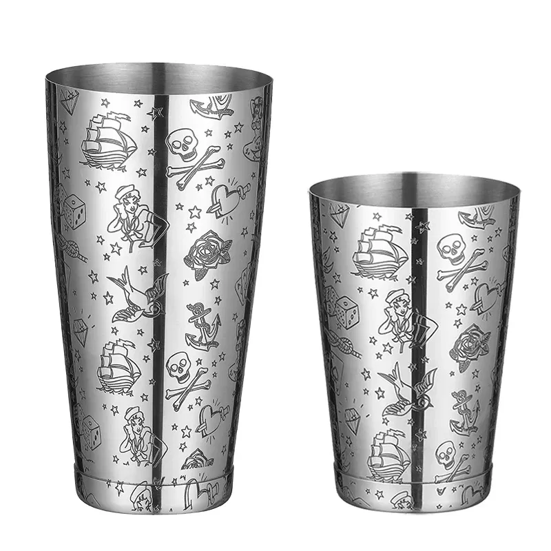 Color: Blue - Stainless Steel Boston Shaker Bar Shaker with different Surface Finish -2 Piece Cocktail Shaker, 15-Ounce and 25-Ounce