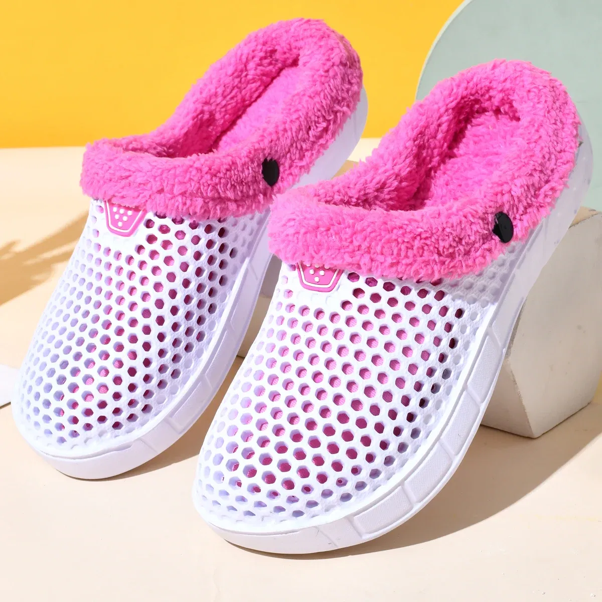 Color: Ivory, Shoe Size: 36 - Couple Style Men's and Women's Cotton Slippers Winter Warm Plus Velvet Thickened Clogs Mule Shoes