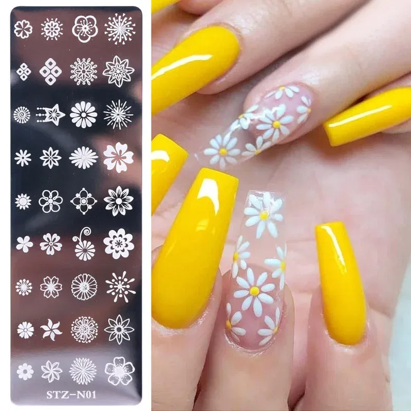 Color: Blue - 12Designs Retro Flower Butterfly Nail Art Templates Stamping Plate Snowflake Animal Lace Stamp Templates Plate Image Decor Tools