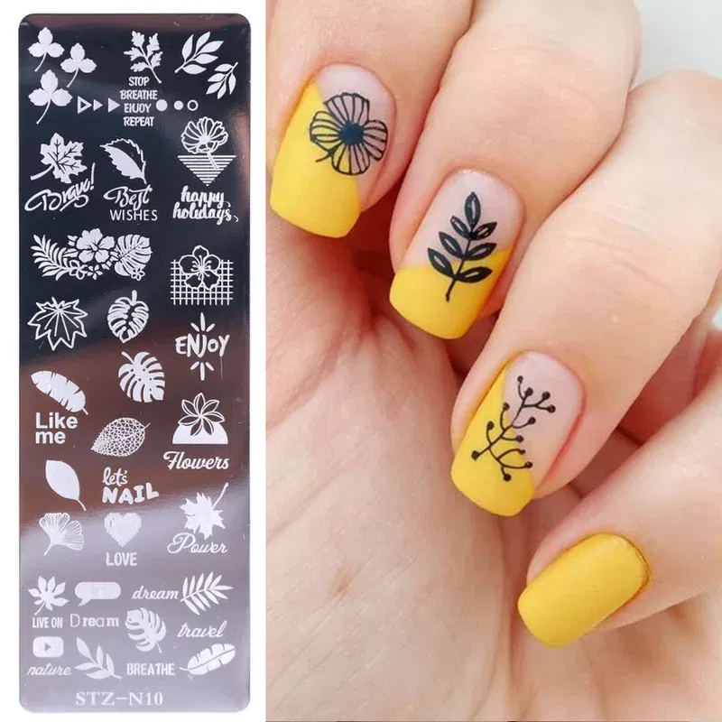 Color: Blue - 12Designs Retro Flower Butterfly Nail Art Templates Stamping Plate Snowflake Animal Lace Stamp Templates Plate Image Decor Tools