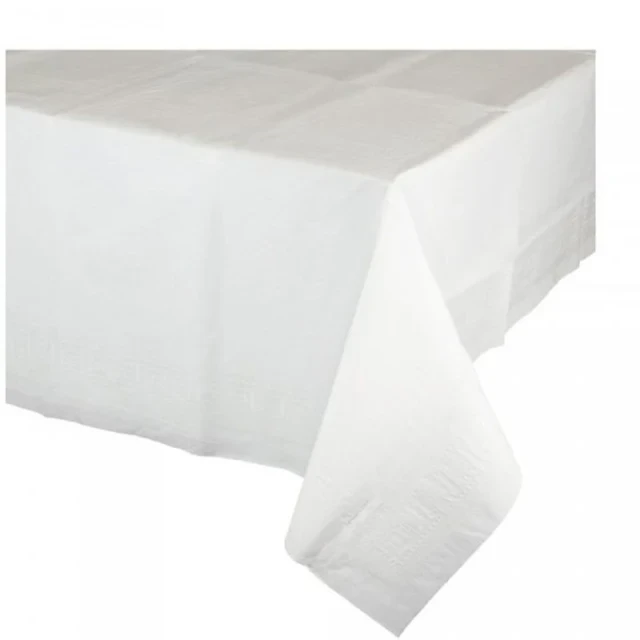 White Tablecover Tissue & Plastic Back 137cm X 274cm