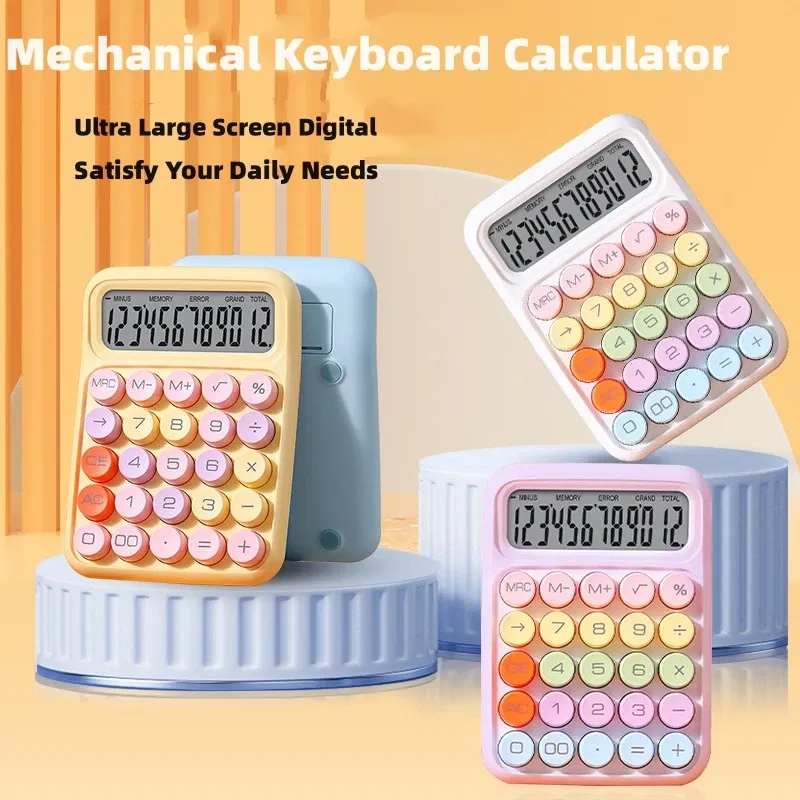 Color: WHITE - Ins Dopamine Candy Color Calculators Large Display Mechanical Dot Keyboard Back To School Supplies Students/Finance Stationery