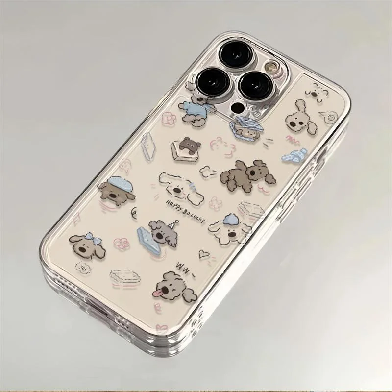 Color: Clear, Ships From: CHINA, Material: Polyester - Cartoon full screen dog transparent phone case for iPhone 7 8 plus xr x 11 12 13 14 15 pro max soft silicone anti-drop