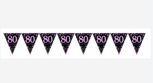 Banner - Celebration 80 Prismatic Pennant - Plastic (Pink)