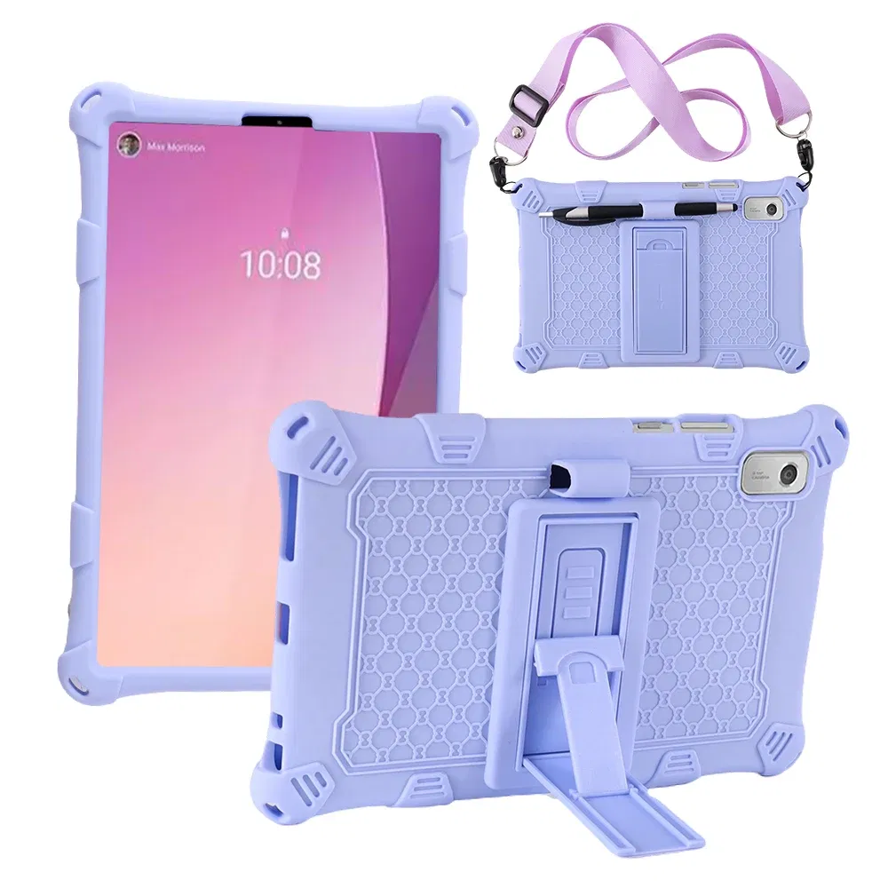 Color: Yellow, Size: sixteen - For Lenovo Tab M9 TB-310FU 2023 Soft Bubble Case Kids Shockproof Kickstand Tablet Cover Funda Capa Coque With Shoulder Straps