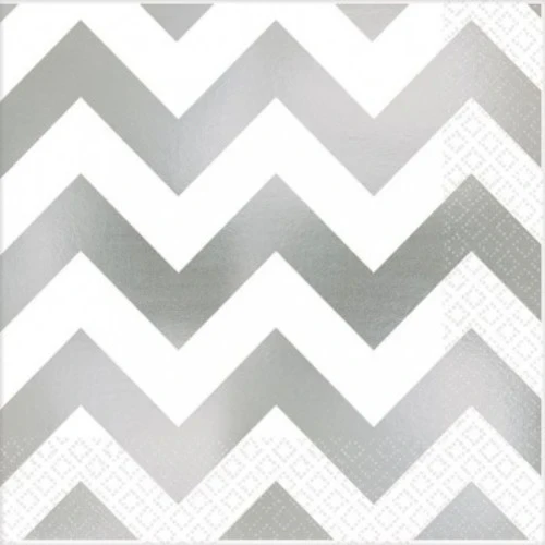 Premium Beverage Napkins - Silver - Pack of 16