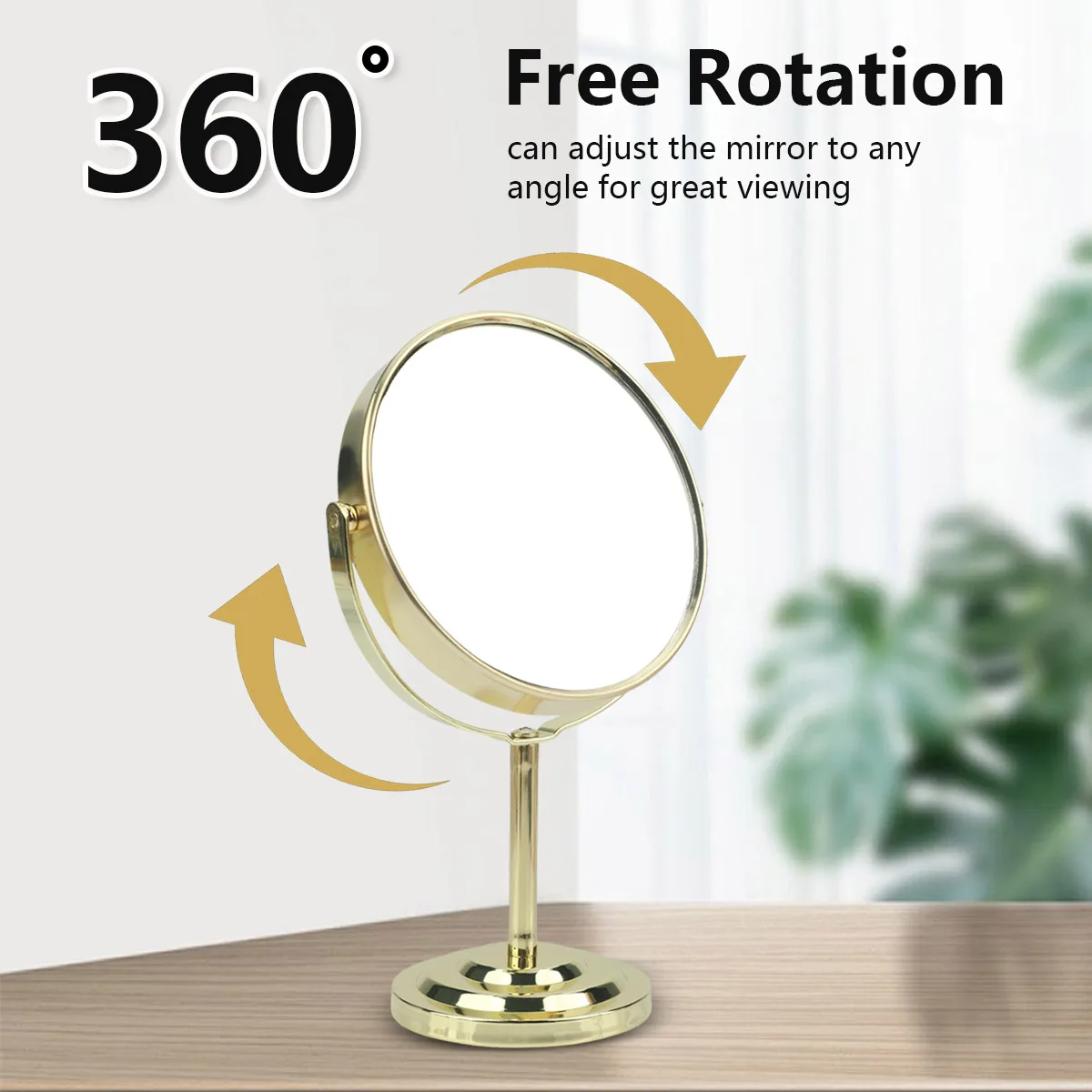 Color: Yellow - 3/4/5in Double-Side Makeup Mirror With 2X Magnification Clear Reflection And Easy To Carry Desktop Vanity Mirror With Stand