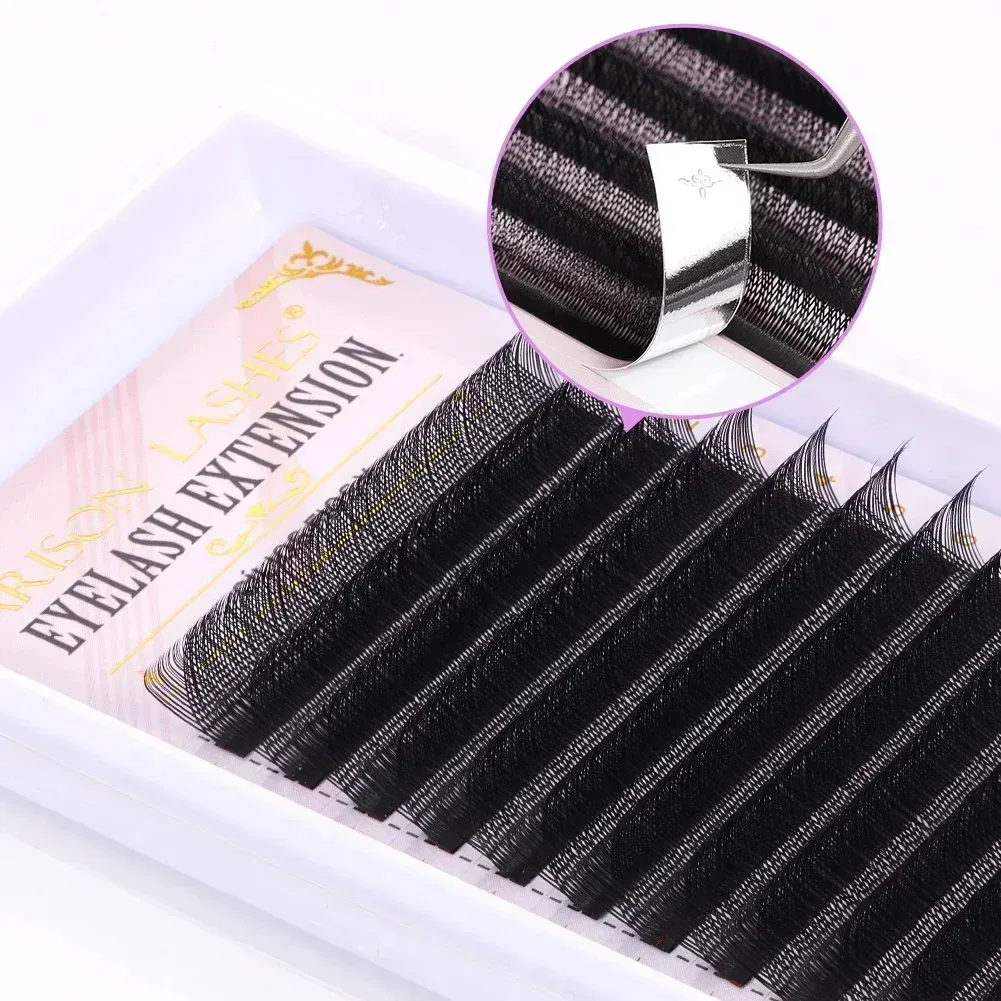 Color: BLACK & RED, Curl: C, Thickness: 0.07mm, Length: 8mm - ARISON YY Lashes and 3D/4D/5D W Shape Lashes Brasileiro Premade Volume Eyelashes Extension Soft Thin Easily Grafting Extension