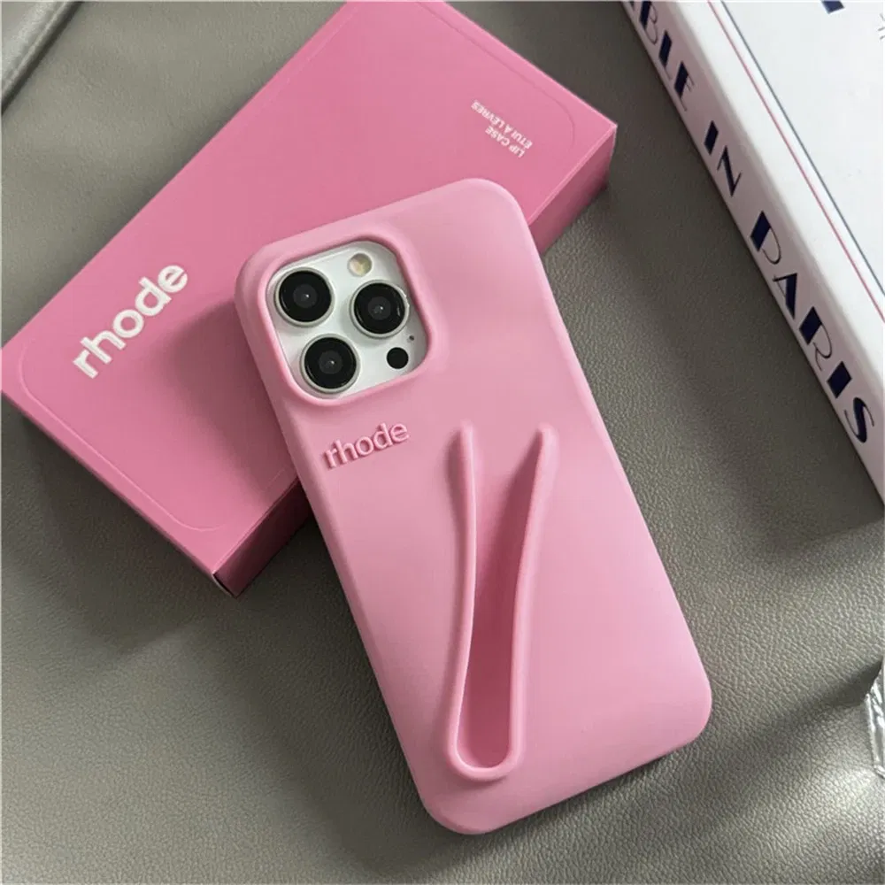 Color: Brown, Compatible-Phone Models: For iPhone 15 Pro - New Rhode Lipstick Soft Silicone Phone Case for iPhone 16 15 14 13 12 11 Pro Max Plus Portable Lip Gloss Holder Cover with Box