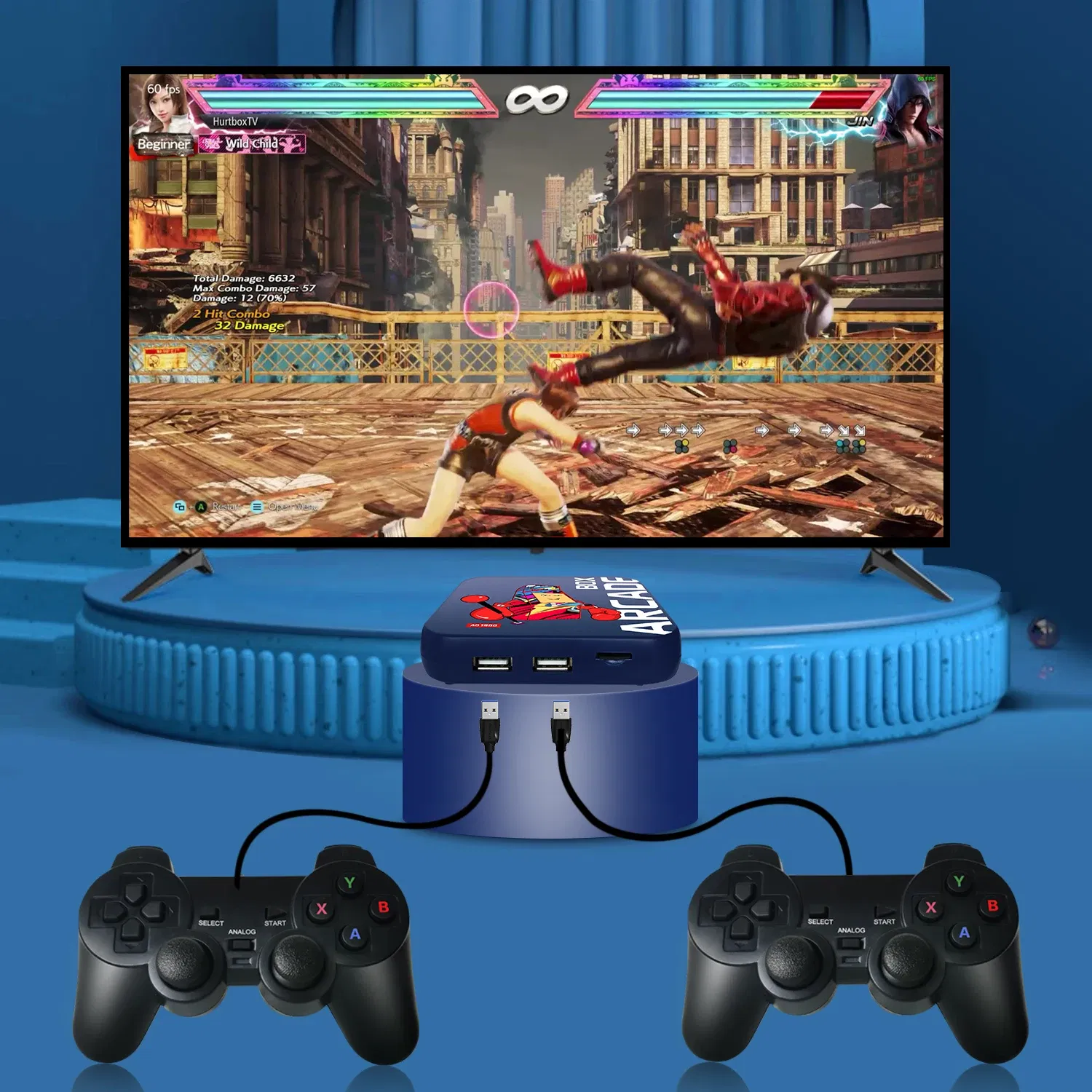 Color: Gray, Bundle: Bundle 2 - Arcade Box Retro Game Console for PS1/PSP/N64 Built-in 50 Emulator Video Game Console TV Box Classic Game Box with Controller