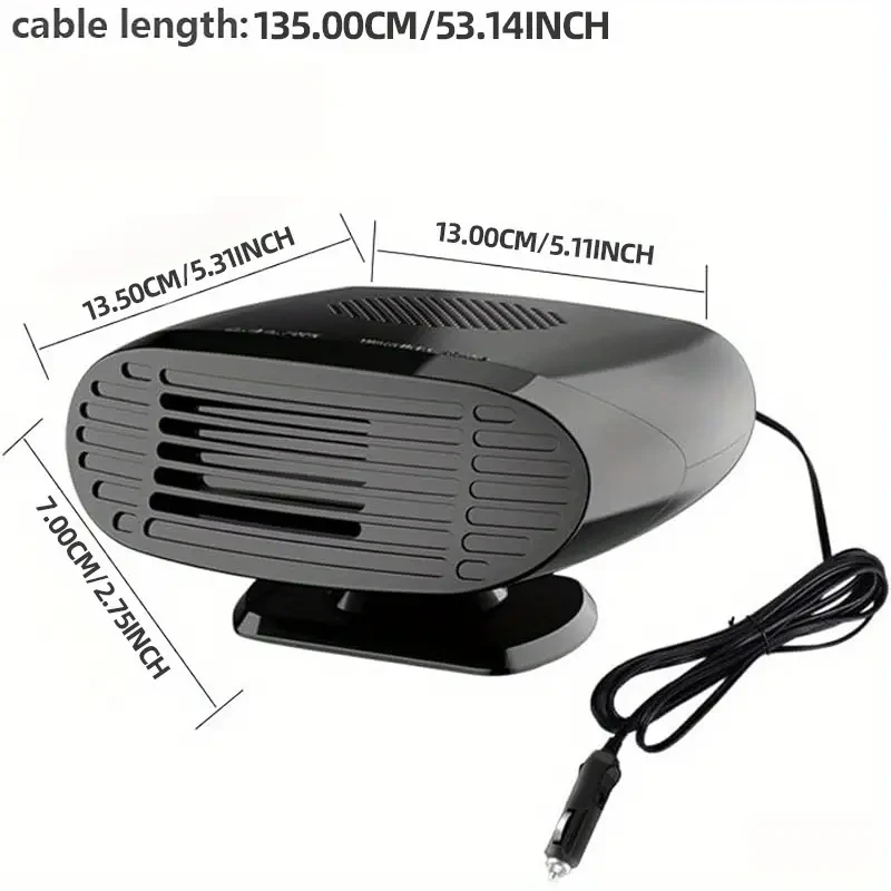 Car Heater DC12V/24V - Windshield Defogger & Defroster with 2-Speed Adjustable Rotation for Winter