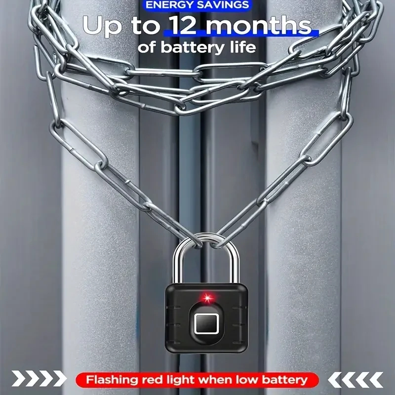 Biometric Fingerprint Padlock - Keyless Smart Lock for Gym, School Locker, Luggage, and Backpack
