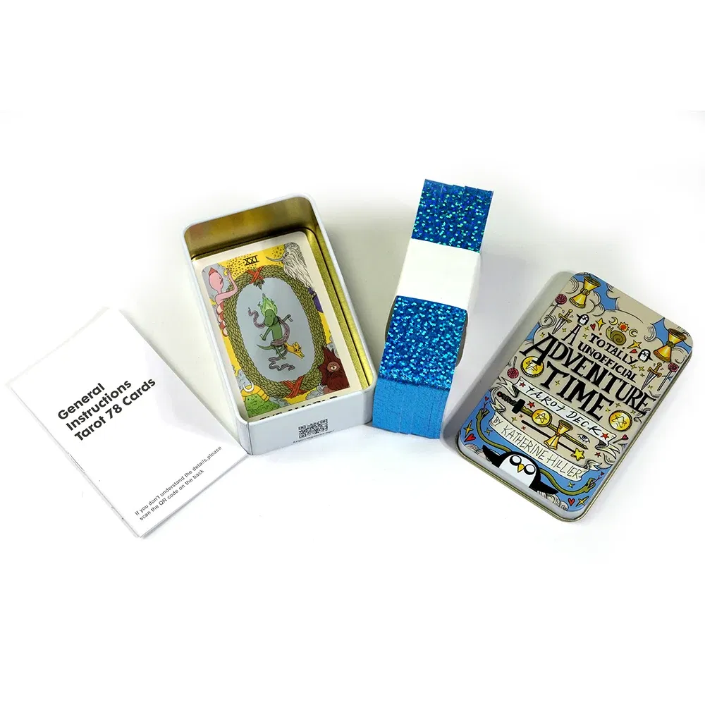Color: plum - Adventures time Tarot 78pcs Cards in a Tin Metal Box Gold plated Edge Tarot Cards For Divination Tarot Deck Beautiful Package