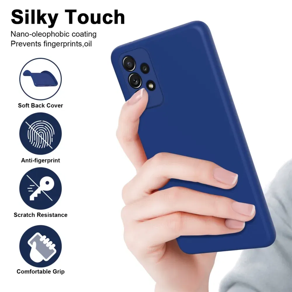 Color: Dark Blue, Material: Carbon Fiber - Solid Silicone Protect Case For Samsung Galaxy A13 A23 A33 A53 A73 A12 A22 A32 A52 A52S A72 A04 A04S A14 A24 4G A34 A54 Cover