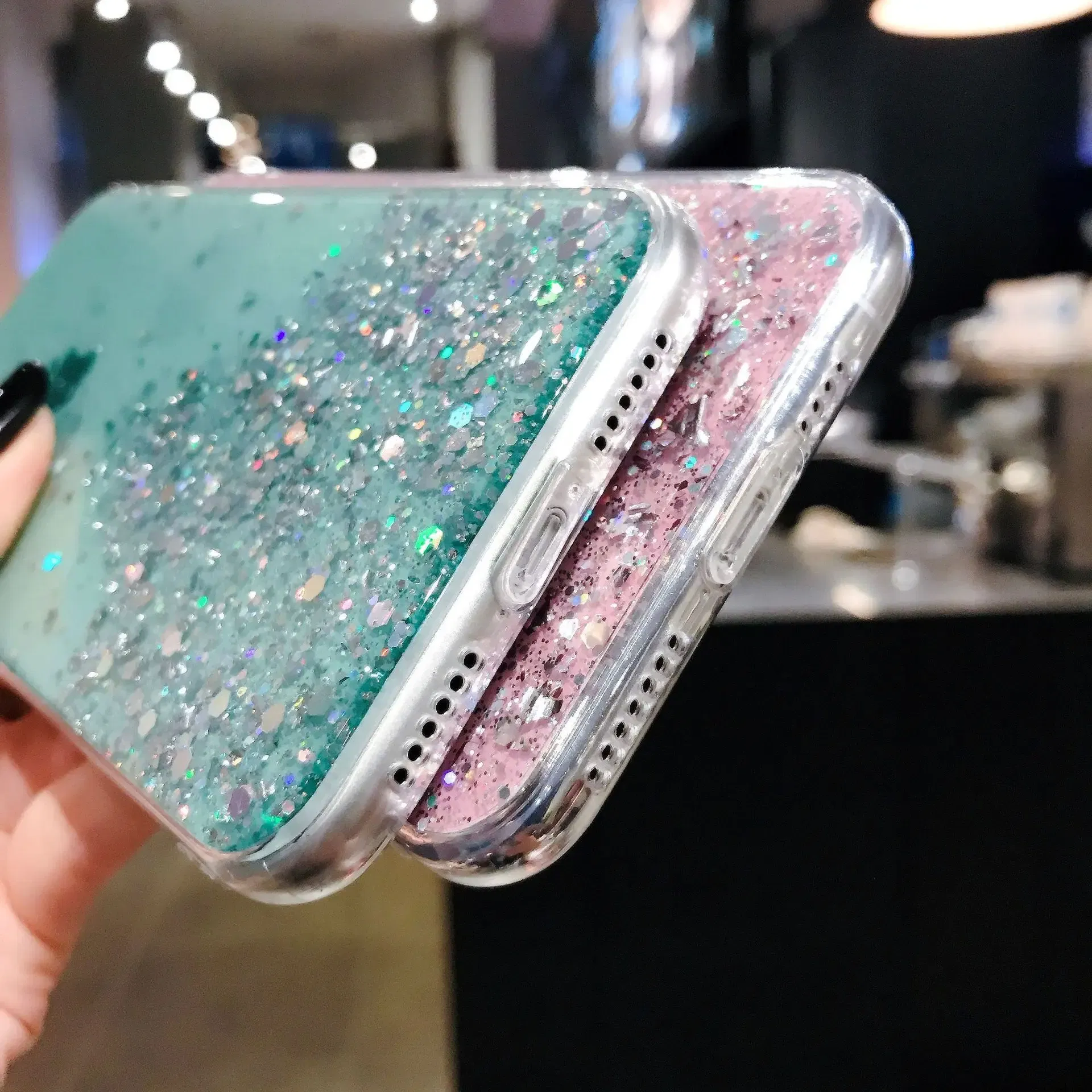Color: WHITE, Compatible-Phone Models: For iPhone 12 Mini - 16 Pro Max, Epoxy Resin Case, iPhone 15 Case with Sequins, Epoxy Case, iPhone 14 Case, Glitter Girls Designs, 13 Pro Max, 15Pro