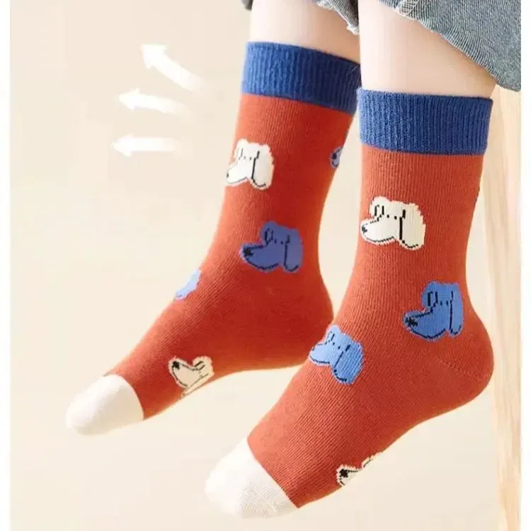 Color: SKY BLUE, Size: 10-12T - Autumn Children's Socks Little Big Boys Cotton Socks Baby Cartoon Pattern Medium Sock 5 Pairs/bag
