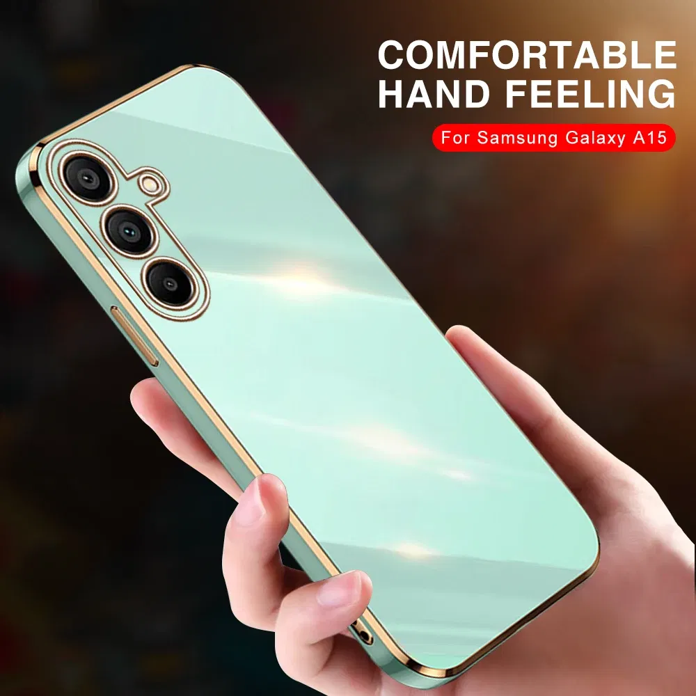 Material: Denim, Color: Beige - Luxury Electroplated Cover Case For Samsung Galaxy A15 Silicone Lens Protection Fundas A05s A05 4G A25 A35 A55 5G A 15 25 35 55
