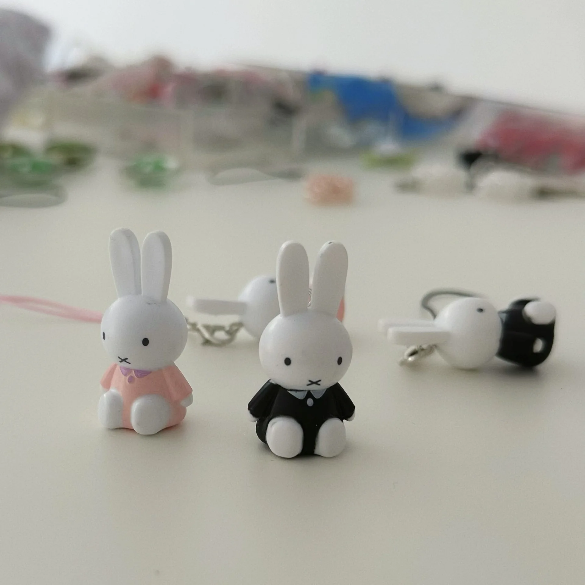 Color: Red - Kawaii Miffy Key Chain Cartoon Cute Backpack Pendant Ornaments Mobile Phone Chain Christmas Gift