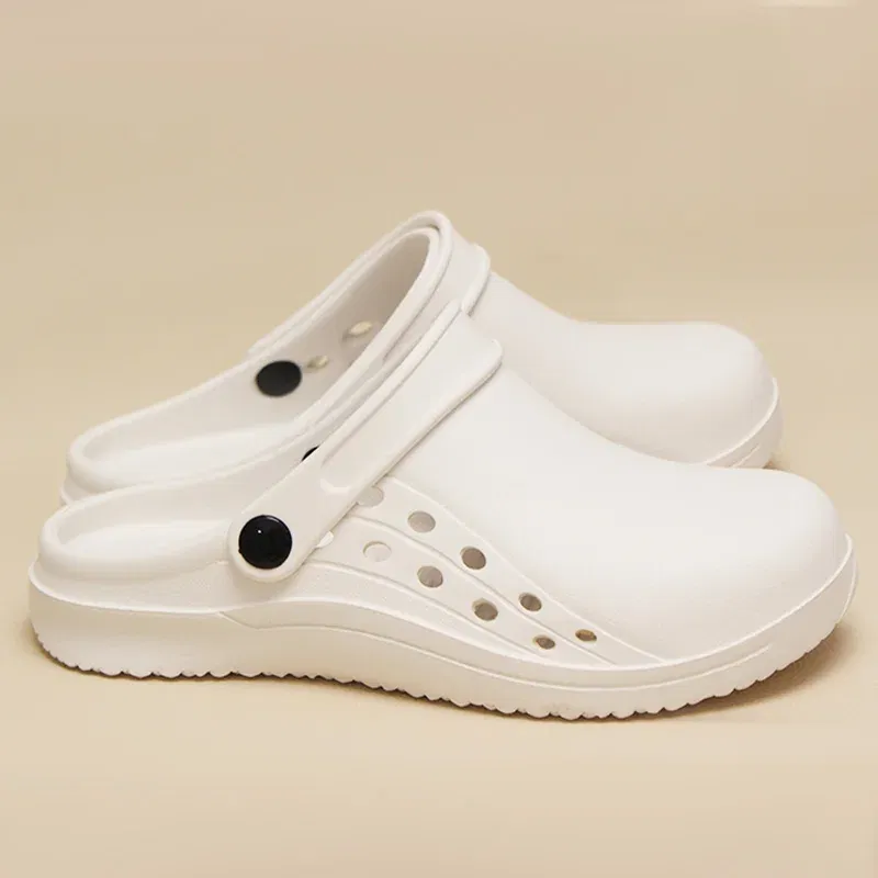 Color: Beige, Shoe Size: 34 - High Quality Scrub Shoes Non-slip Dentist Nursing Clogs Healthcare Service Work Slippers Soft Operating Room Protective Clogs