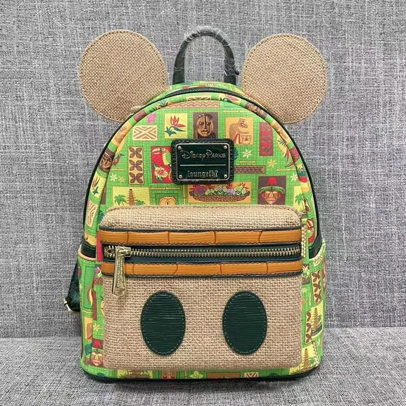 Color: Red - Disney Tinker Bell Women Double Strap Shoulder Bag Purse Cute Disney Princess Belle PU Leather Mickey Ariel Backpack