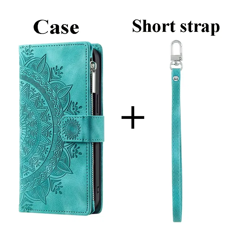 Color: green, Material: PP - CrossBody Strap Zipper Wallet Coque for Samsung Galaxy A71 A51 A50 A41 A21S A30 A70 A50S A20 A31 A30S A10 A20E A 51 70 Flip Case