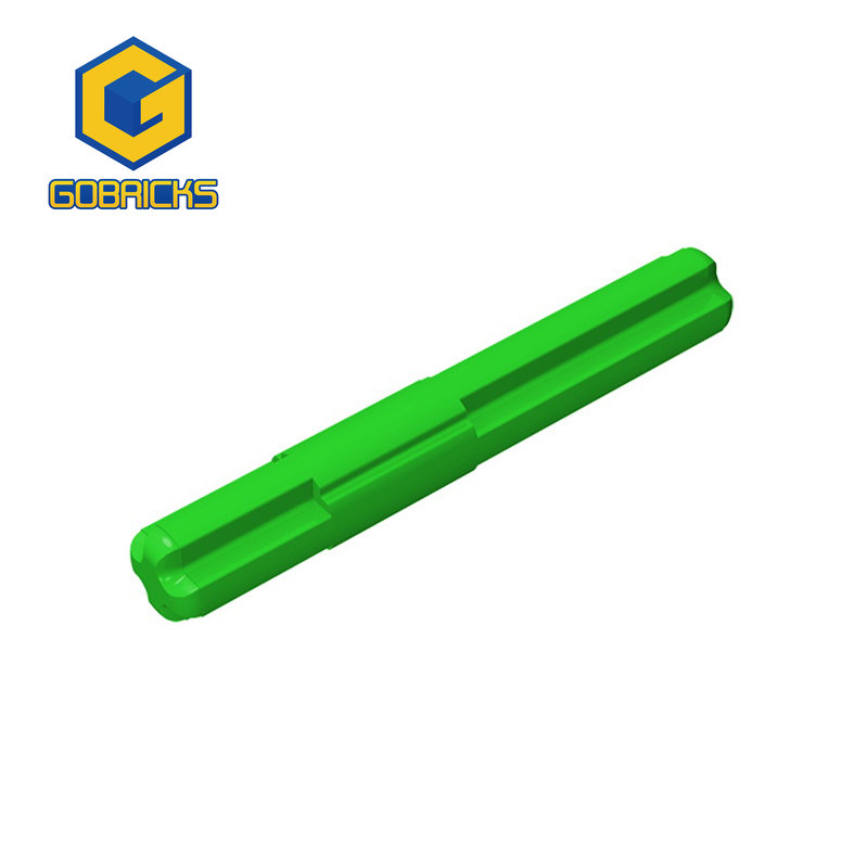 Color: Trans-green - Gobricks 10PCS Bricks Plate 2 x 4 Technical, Axle 4 with Center Stop compatible with 99008 toys Assembles Building Blocks