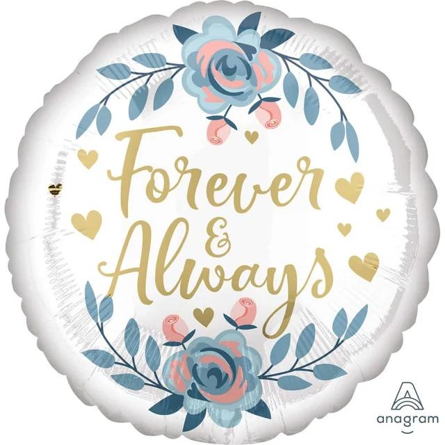 Foil Balloon - Std Hx Forever & Always Roses (45cm)