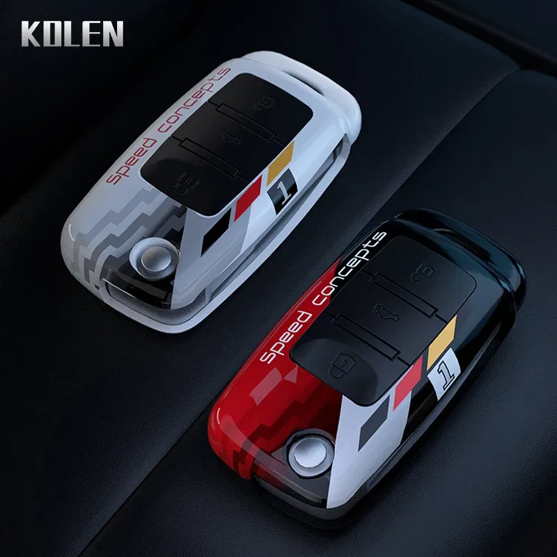 Color Name: Pink - ABS Car Folding Key Case Cover Shell For Volkswagen VW Polo Golf Passat Beetle Caddy Tiguan Skoda Octavia Kodiaq Seat Leon Altea