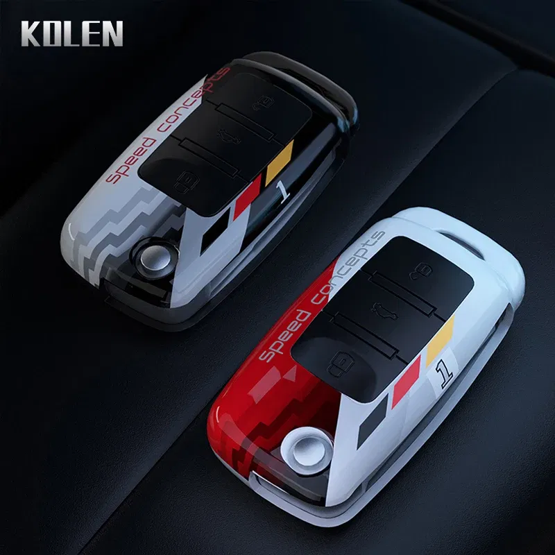 Color Name: Pink - ABS Car Folding Key Case Cover Shell For Volkswagen VW Polo Golf Passat Beetle Caddy Tiguan Skoda Octavia Kodiaq Seat Leon Altea