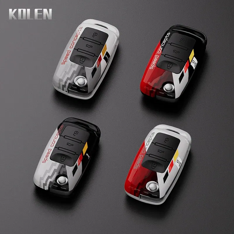 Color Name: Pink - ABS Car Folding Key Case Cover Shell For Volkswagen VW Polo Golf Passat Beetle Caddy Tiguan Skoda Octavia Kodiaq Seat Leon Altea
