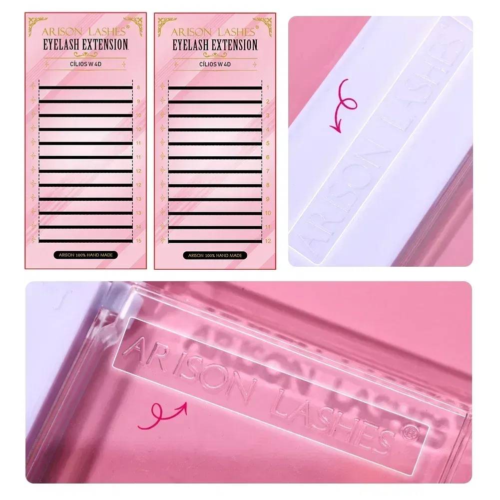 Color: LIGHT BLUE, Curl: D, Thickness: 0.07mm, Length: 12mm - ARISON LASHES W Shape 3/4/5/6D Eyelashes Extension Premade Volume Fans YY-shape Lashes Faux Mink Soft Easy Faning Natural Lashes