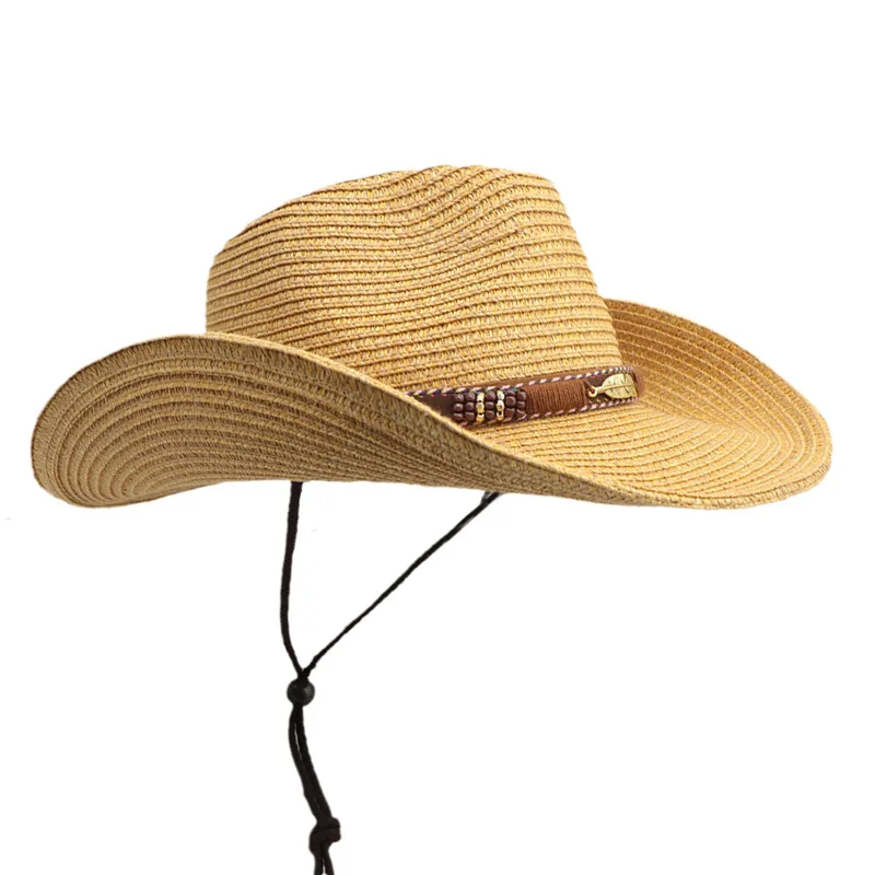 Color: green, Size: One Size, Ships From: CHINA - Summer Western Cowboy Top Hat Retro Style Sunshade Cowboy Straw Hat