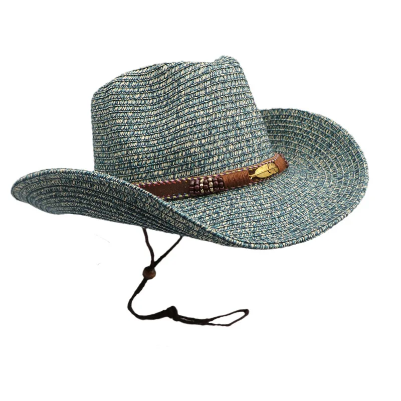 Color: green, Size: One Size, Ships From: CHINA - Summer Western Cowboy Top Hat Retro Style Sunshade Cowboy Straw Hat