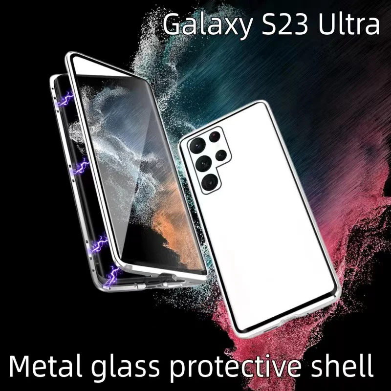 Color: Gold, Material: Microfiber - Full Wrap Metal Bezel Case For Samsung Galaxy S23 S22 Ultra S21 S20 FE S24 Note 10 20 Lite Plus Double-Sided Glass Back Cover