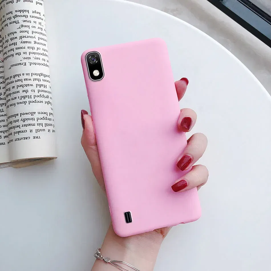 Color: Blue, Material: Carbon Fiber - Candy color Phone Case For Samsung galaxy A10 A20 A20E A30 A40 A50 A70 S A01 A11 A21 A31 A41 A51 A71 4G Silicone TPU Back Cover