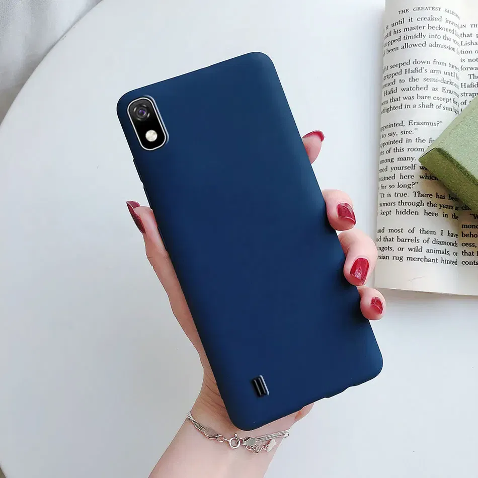 Color: Blue, Material: Carbon Fiber - Candy color Phone Case For Samsung galaxy A10 A20 A20E A30 A40 A50 A70 S A01 A11 A21 A31 A41 A51 A71 4G Silicone TPU Back Cover