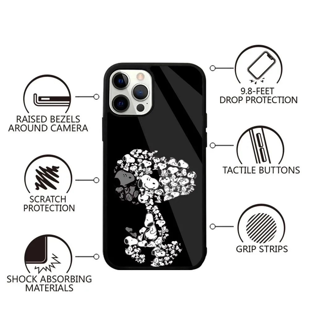 Color: SKY BLUE, Material: Silicon - Anime Cartoon-S-Snoopy-s Phone Case For iPhone 16,15,14,13,12,11,Plus,Pro,Max,Mini Magsafe Magnetic Wireless Charging