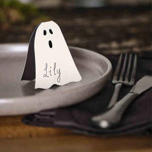 Pumpkin Spice Ghost Paper Place Cards