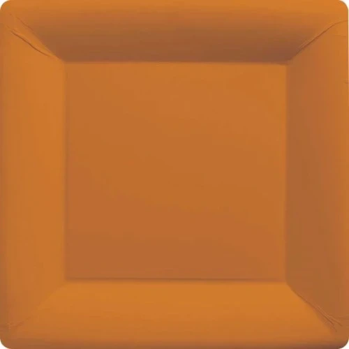 Paper Plates 17cm Square 20CT  - Pumpkin Orange  - Pack of 20