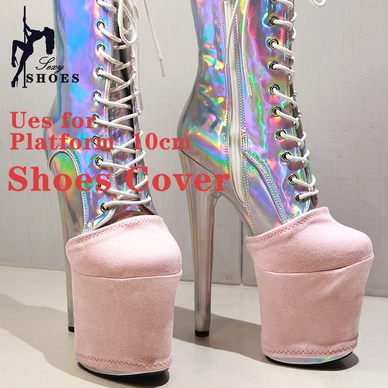Color: black, Size: S - Suede Shoes Cover Steel Pole Dance Training Specific Protective Cover 10CM Platform Anti Slip Wear-resistant Boots Protective