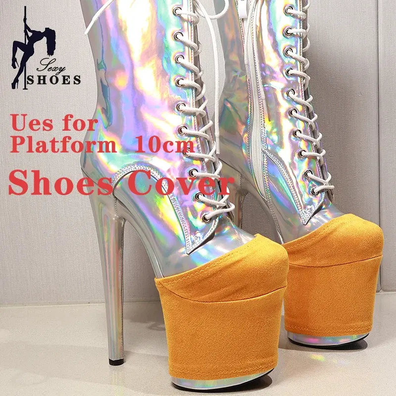 Color: black, Size: S - Suede Shoes Cover Steel Pole Dance Training Specific Protective Cover 10CM Platform Anti Slip Wear-resistant Boots Protective