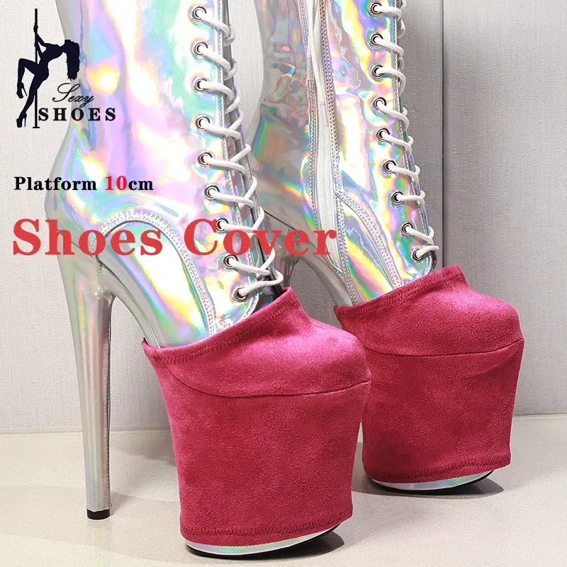 Color: black, Size: S - Suede Shoes Cover Steel Pole Dance Training Specific Protective Cover 10CM Platform Anti Slip Wear-resistant Boots Protective