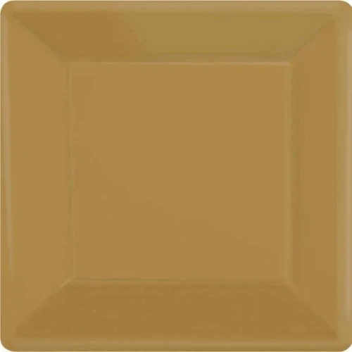 Paper Plates 23cm Square 20CT  - Gold  - Pack of 20