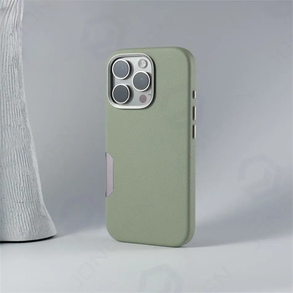 Color: black, Material: TPU - Aluminium Camera Button For iPhone 16 Pro Max Case Solid Leather Alloy Len Magnetic Wireless Charge Shockproof Cover For Magsafe