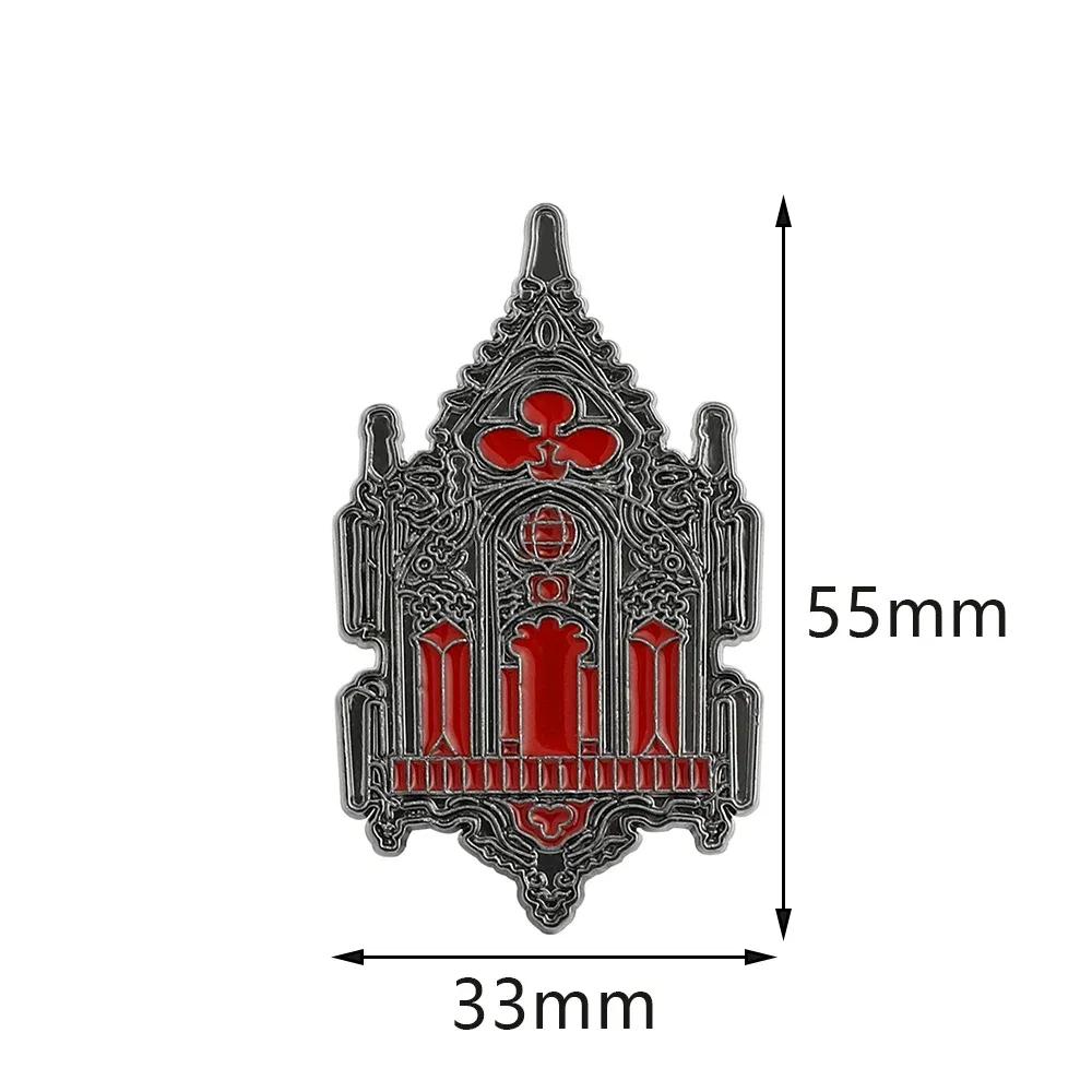 Creative Mysterious Magic Gothic Church Metal Enamel Lapel Clothes Coats Backpack Bag Badge Brooch Pin Jewelry Accessories