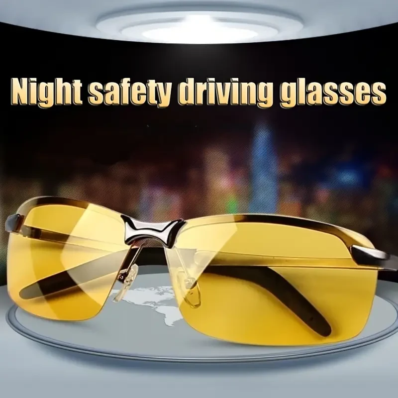Night Vision Driving Glasses - Anti-Glare, Semi Rimless Design
