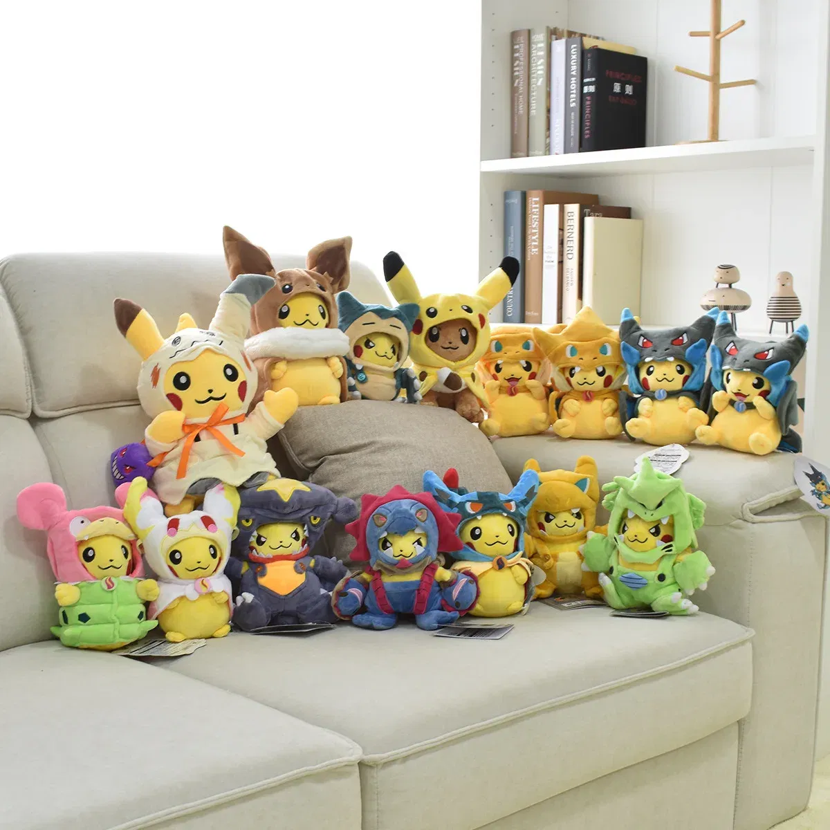 Color: WHITE - Pokemon Pikachu Cosplay Toys Charizard Snorlax Garchomp Tyranitar Hydreigon Anime Stuffed Plush Cartoon Peluche Dolls